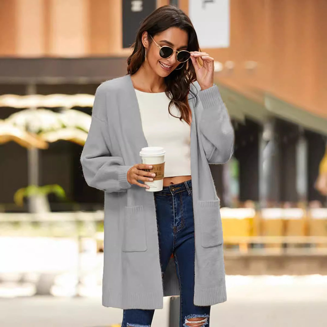 Damen Strickmantel mit bequemen, oversized Ärmeln und praktischen Taschen R&B
