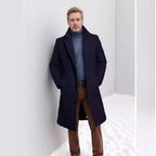 Herren eleganter Langmantel mit strukturiertem Obermaterial und praktischen Taschen R&B
