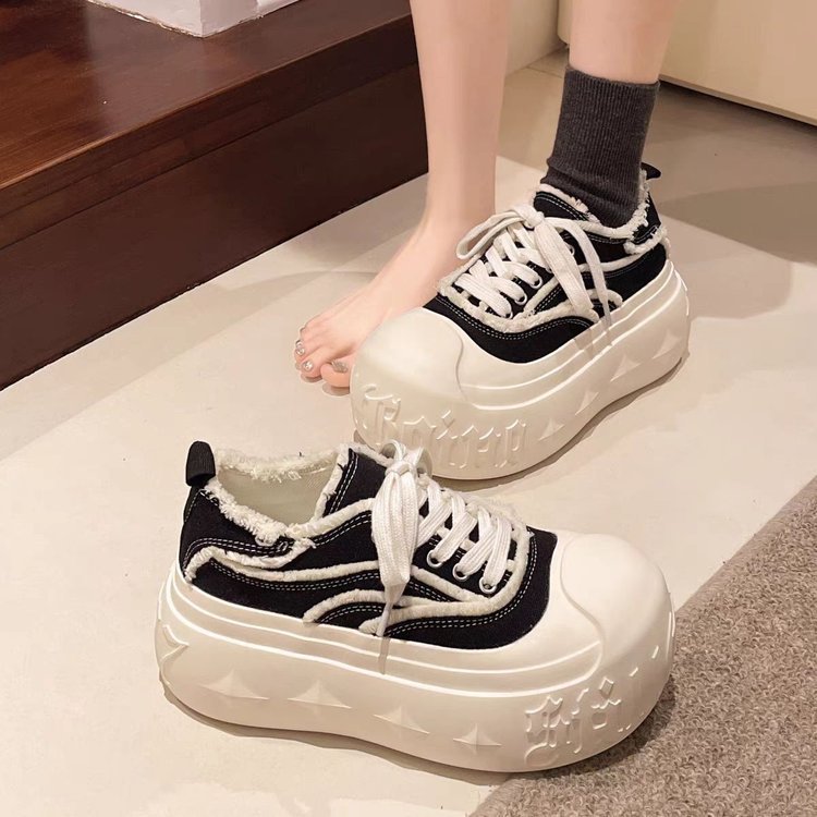 Damen Plüschige Chunky Sneakers mit dicker Sohle R&B
