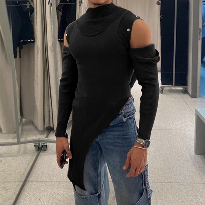 Damen Modisches Langarmkleid mit asymmetrischem Schnitt und elegantem Stehkragen R&B