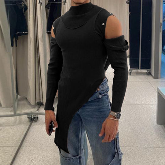 Damen Modisches Langarmkleid mit asymmetrischem Schnitt und elegantem Stehkragen R&B
