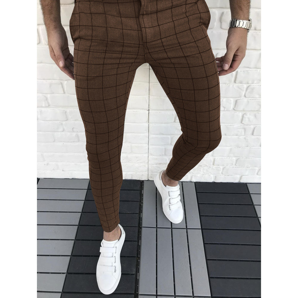 Herren Karierte Anzughose im Slim Fit Stil R&B