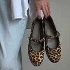 Damen Ballerinas mit modischem Leopardenmuster und praktischem Riemchen R&B