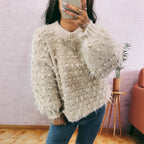 Damen lässiger Oversized-Pullover aus strukturiertem Material mit einzigartigem Design R&B
