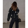 Damen Jeansjacke mit auffälligen Applikationen und oversized Schnitt R&B