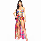 Damen Bikini mit Wickelrock und buntem Muster R&B