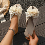 Damen Komfortable Hauspantoletten mit romantischen Blumendetails R&B