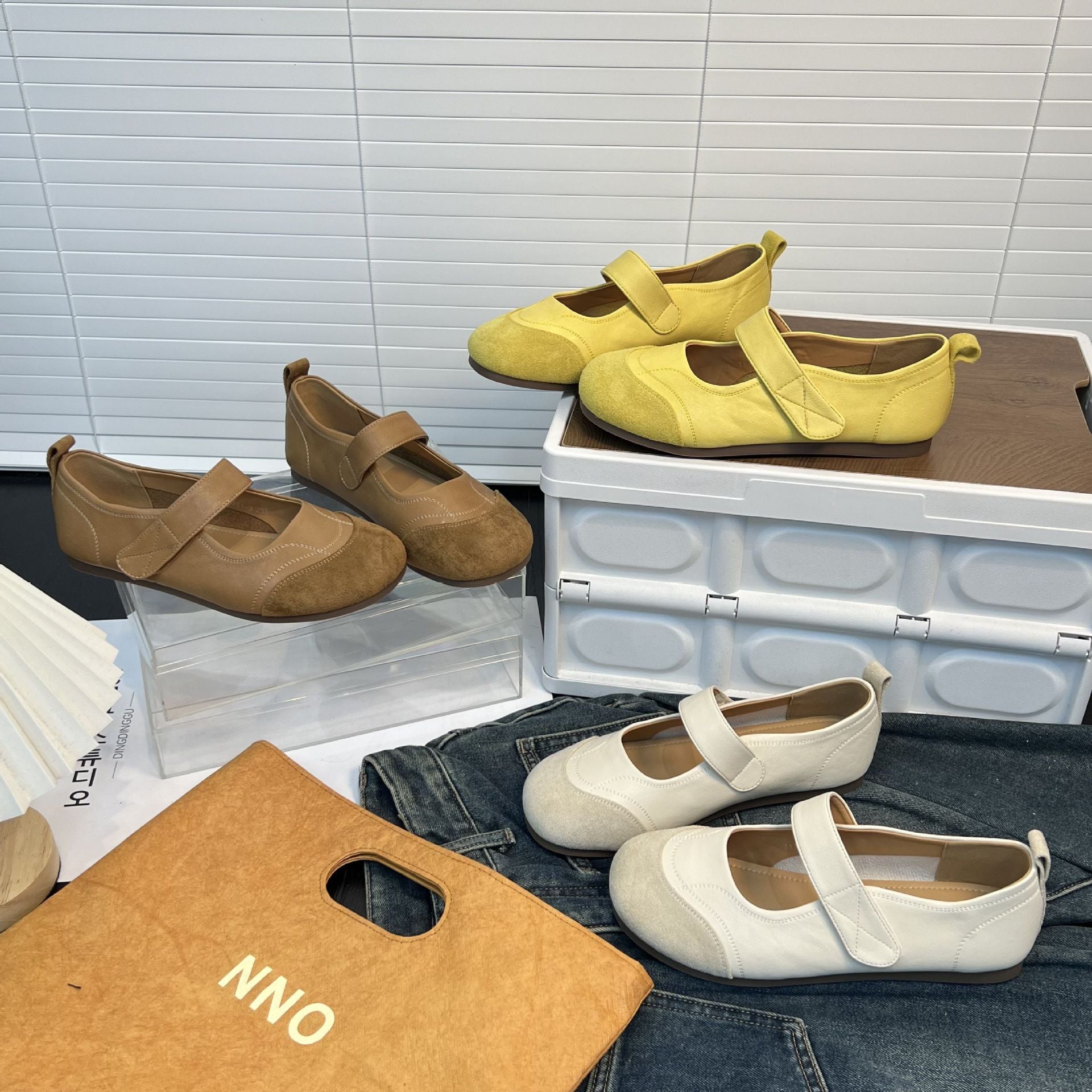 Damen Ballerinas mit verstellbarem Riemen und gepolsterter Innensohle R&B