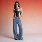 Damen Weite High-Waist Jeans mit klassischem Design