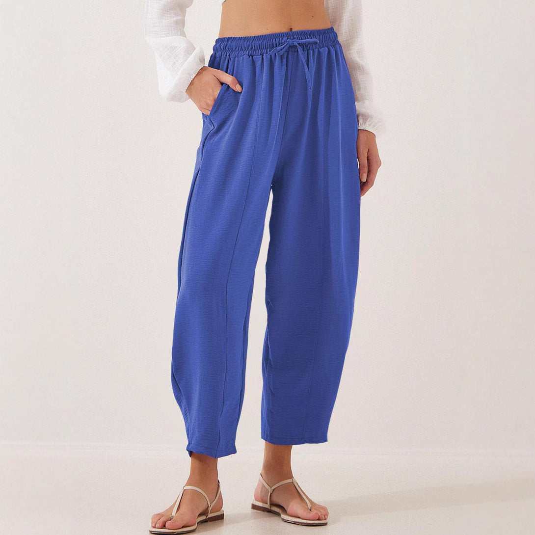 Damen lässige Freizeithose mit elastischem Bund und praktischen Seitentaschen R&B