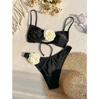 Damen Bikini-Set mit eleganter Blumenapplikation