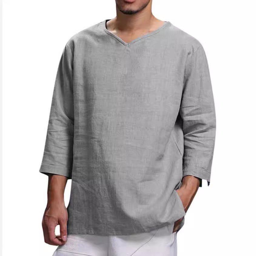 Herren Leichte Leinenbluse R&B