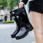 Damen Hochwertige und Stylische Gummistiefel mit Verstellbarem Schnürsystem R&B