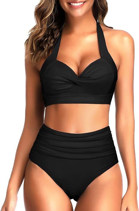 Damen Hochgeschnittener Bikini mit raffiniertem Oberteil R&B