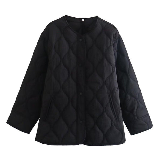 Damen gesteppte Übergangsjacke mit praktischem Knopfverschluss und warmem Innenfutter R&B