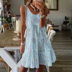 Damen luftiges Sommerkleid mit fließendem Rock und dekorativen Details R&B