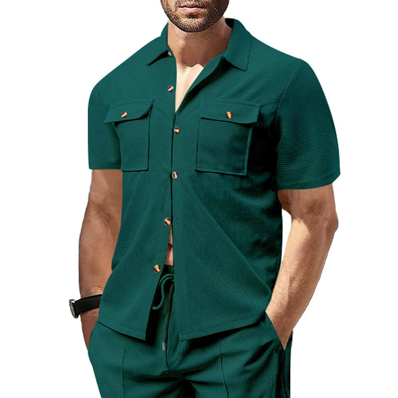 Herren Kurzarmhemd mit praktischen Brusttaschen und modernem Design R&B