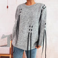 Damen modischer Oversize-Pullover mit einzigartigen Schnürdetails R&B