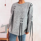 Damen modischer Oversize-Pullover mit einzigartigen Schnürdetails R&B