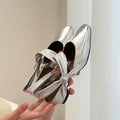 Damen Slingback-Ballerinas mit elegantem Schleifendetail und schimmernder Oberfläche