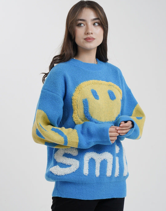 Damen gemütlicher Oversize-Pullover mit lässigem Grafikdesign R&B