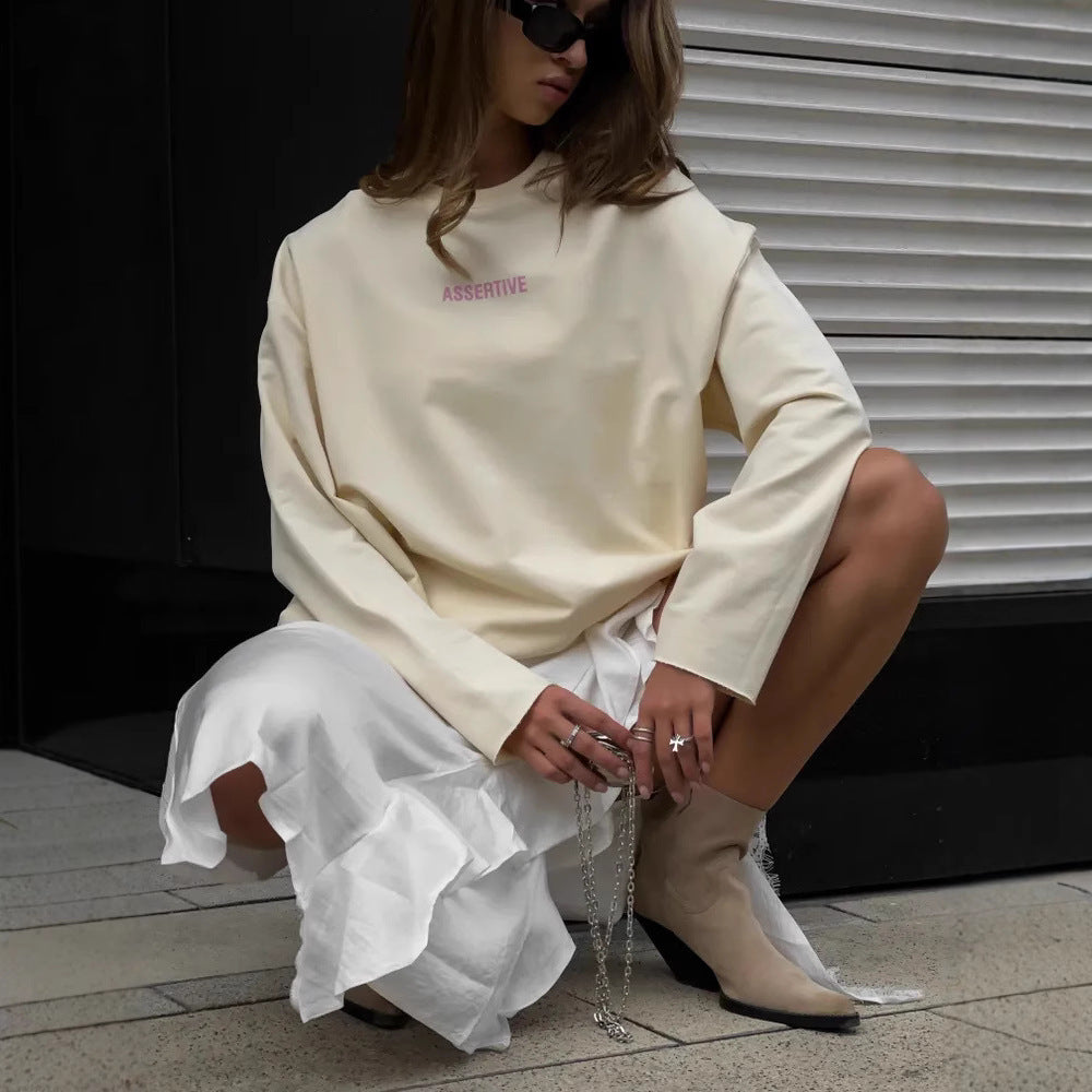 Damen Oversized Sweatshirt mit sportlichem Schriftzug R&B