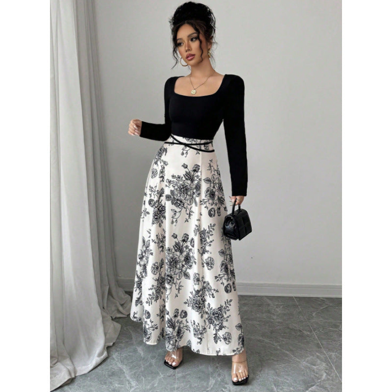 Damen Maxirock mit floralem Design und elastischer Taille R&B