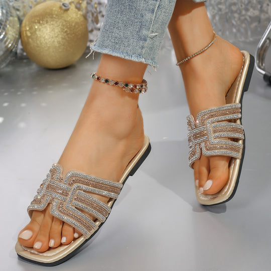 Damen Glitzernde Zehenstegsandalen R&B
