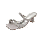 Damen elegante Riemchen-Sandalen mit funkelndem Akzent und komfortablem Absatz R&B