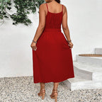 Damen Maxikleid mit verstellbaren Trägern und elastischem Bund R&B
