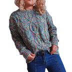 Damen grob gestrickter Pullover mit bunten Akzenten und lässigem Schnitt R&B