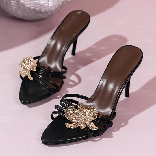 Damen elegante Slingback-Pumps mit dekorativem Blumen-Detail R&B
