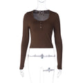 Damen figurbetontes Langarmshirt mit Knopfleiste R&B