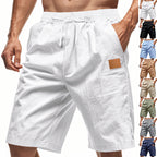 Herren nan leichte Freizeit-Bermudashorts mit Elastikbund, Kordelzug und dezenter Lederapplikation R&B