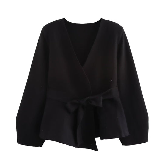 Damen Wickeljacke mit eleganter Taillierung und Bogenmotiv R&B