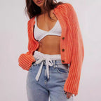 Damen Strickjacke mit femininer Silhouette und lässigem Knopfdesign R&B