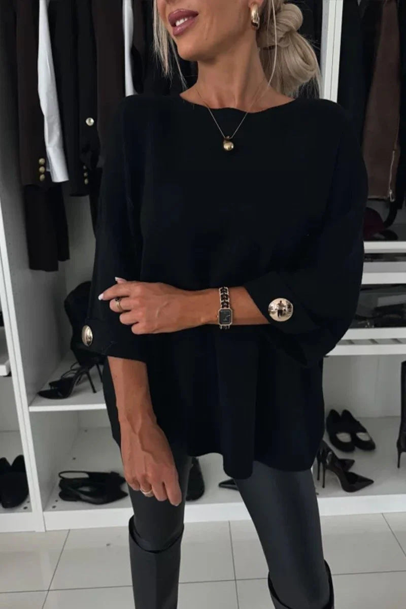 Damen Modischer Strickpullover mit eleganten Knopfdetails R&B