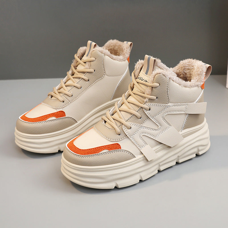 Damen modische High-Top Sneakers mit kuscheligem Innenfutter und robustem Profil R&B