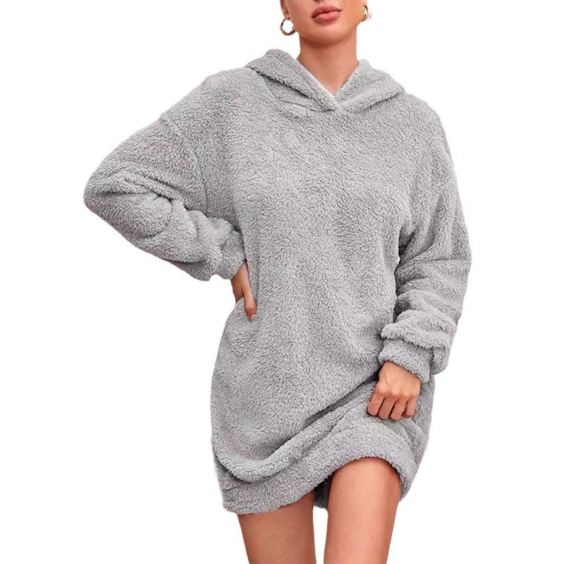 Damen Kuscheliger Oversize-Hoodiekleid aus weichem Fleece R&B