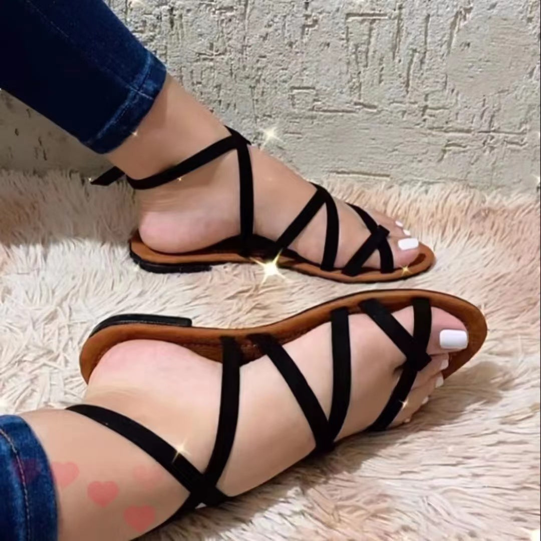 Damen modische Riemchensandalen mit flexiblem Fußbett R&B