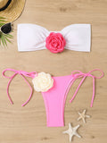 Damen Bikiniset mit romantischen Blumenapplikationen R&B