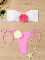 Damen Bikiniset mit romantischen Blumenapplikationen R&B