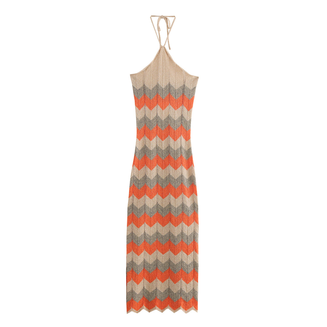 Damen Maxikleid mit raffiniertem Zick-Zack-Muster R&B