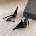 Damen elegante spitze Slingbacks mit transparentem Design R&B
