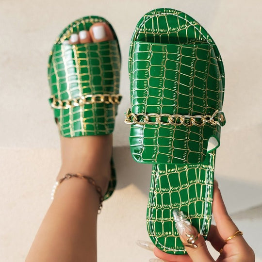 Damen modische Slides mit Kettenverzierung R&B