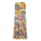 Damen Maxi-Rock mit floralem Chiffon-Design und schwingendem Saum R&B