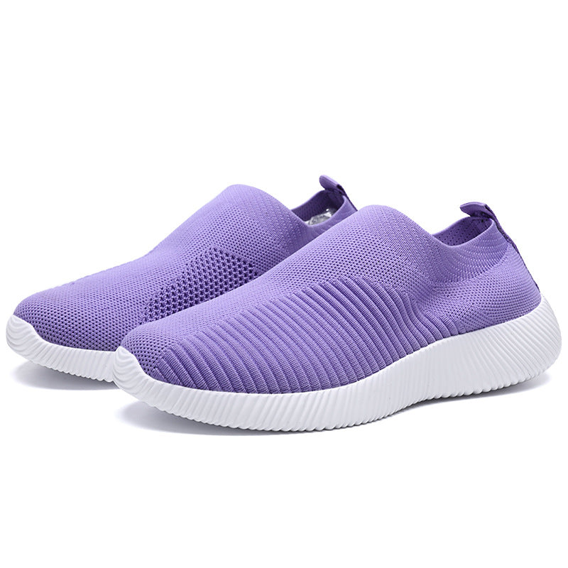 Damen atmungsaktive Slip-On Sneakers mit elastischem Obermaterial