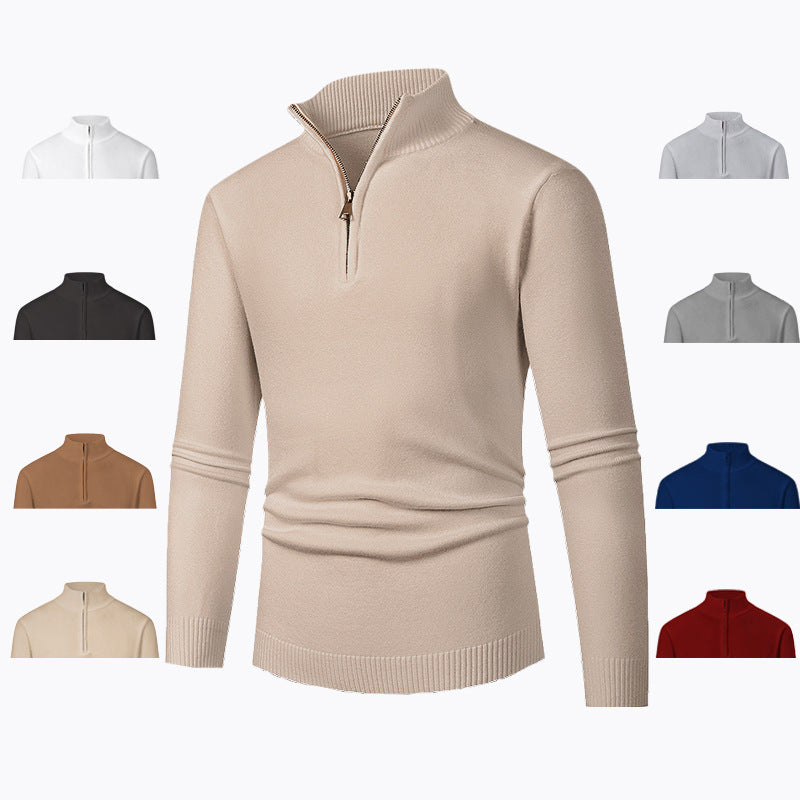 Herren Pullover mit hohem Kragen und Reißverschluss R&B