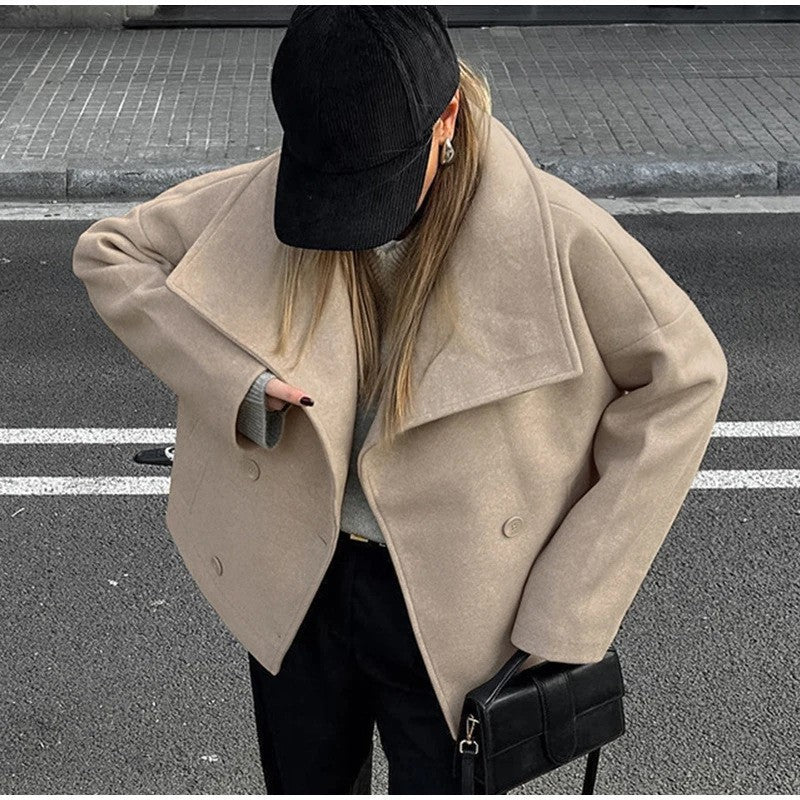 Damen Oversize Wollmantel R&B