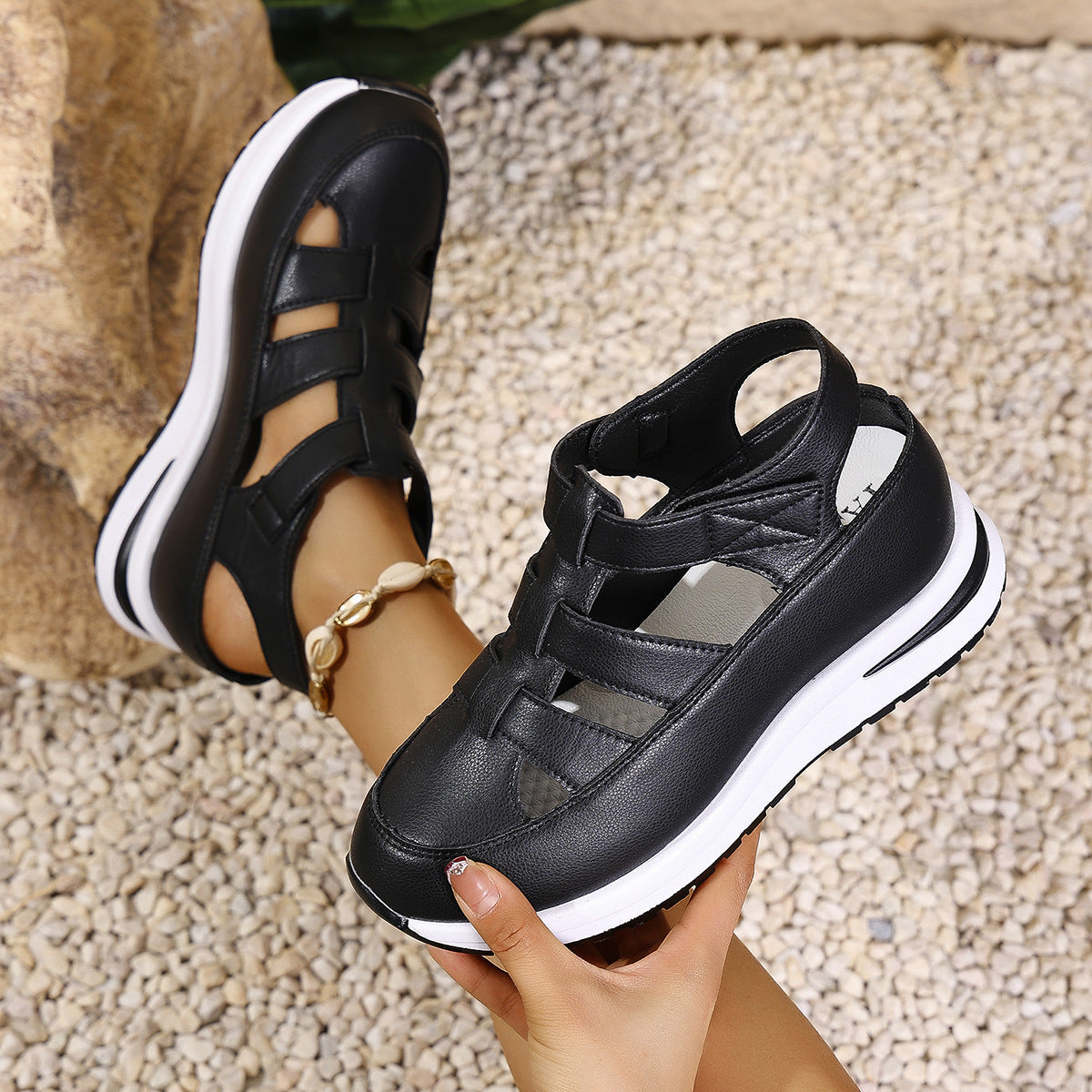 Damen Sportliche Keilsandalen mit atmungsaktiver Konstruktion und rutschfester Sohle R&B